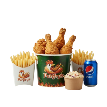 Perifry's 8Pcs Fried Chicken 1 Coleslaw x4 Fries Bottled Drink