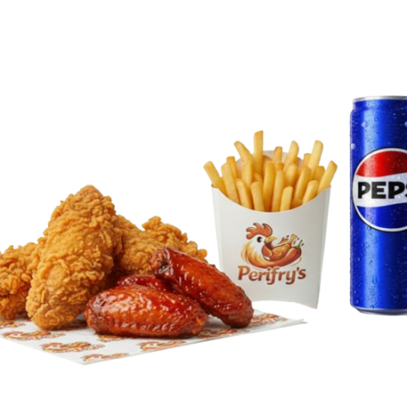Perifry's Variety Meal x2 Pcs Chicken  x3 Pcs Hot Wings +Fries & Drink